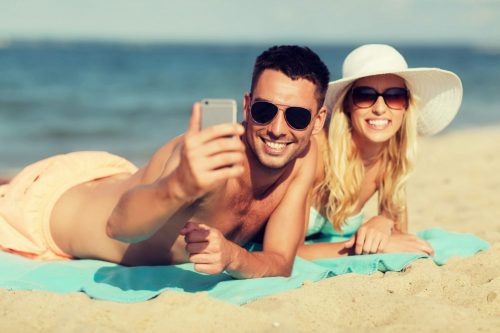 Love,,Travel,,Tourism,,Technology,And,People,Concept, ,Smiling,Couple