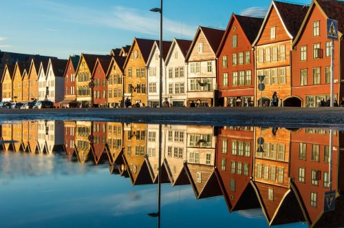 Famous,Bryggen,Street,With,Wooden,Colored,Houses,In,Bergen,,Norway,