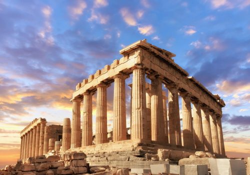 Parthenon,Temple,On,A,Sinset.,Acropolis,In,Athens,,Greece,,This